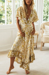 Maxikleid mit V-Ausschnitt und Blumenmuster